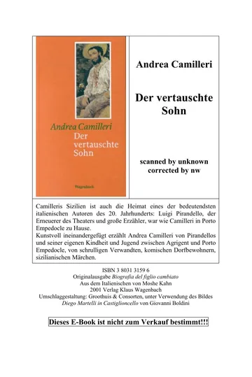 Der vertauschte Sohn von Andrea Camilleri, Buchcover