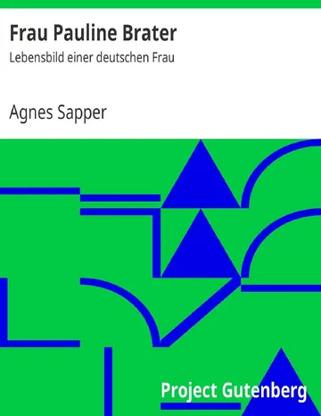 Frau Pauline Brater von Agnes Sapper, Buchcover