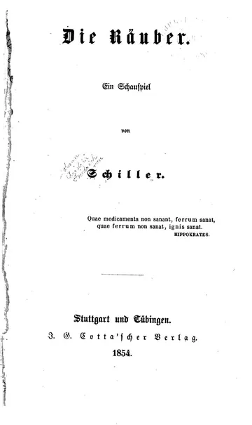 Die Räuber von Friedrich Schiller, Buchcover