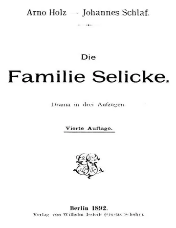 Die Familie Selicke, Drama in drei Aufzügen von Arno Holz, Buchcover