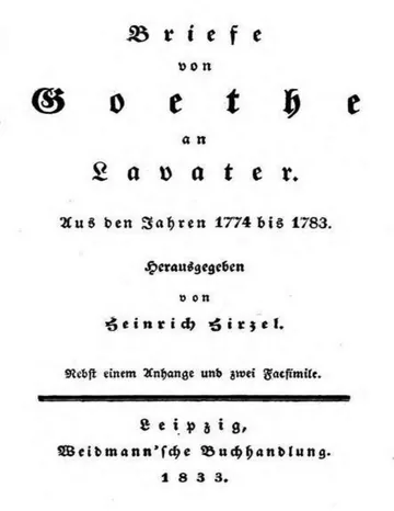 Briefe von Goethe an Lavater aus den Jahren 1774 bis 1783 von Johann Wolfgang von Goethe, Buchcover