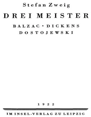 Drei Meister: Balzac, Dickens, Dostojewski von Stefan Zweig, Buchcover