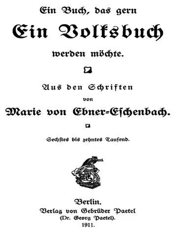 Ein Buch, das gern ein Volksbuch werden möchte von Marie von Ebner-Eschenbach, Buchcover