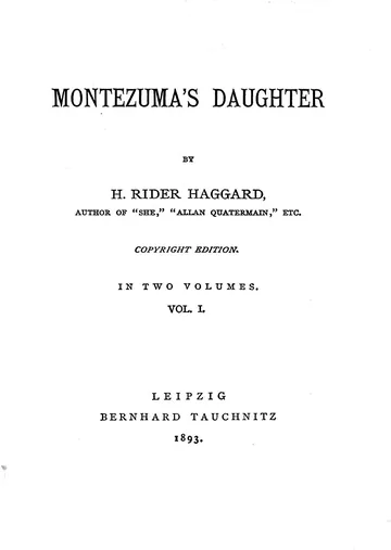 Montezuma's Daughter by H. Rider Haggard, book cover