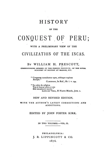 History of the Conquest of Peru by William Hickling Prescott, book cover