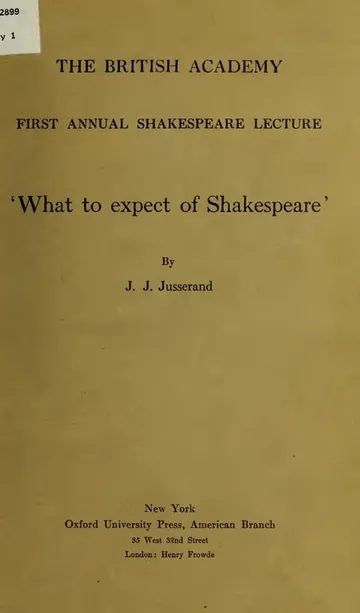 What to Expect of Shakespeare by Jean Jules Jusserand, book cover