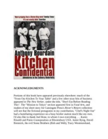 Kitchen Confidential: Adventures in the Culinary Underbelly by Anthony Bourdain, book cover