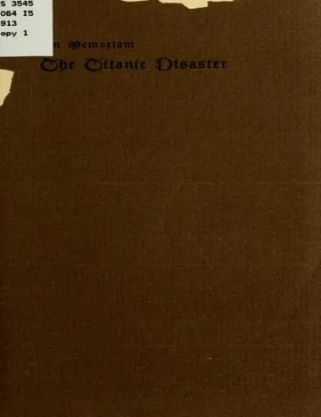 In Memoriam, the Titanic Disaster by H. Rea Woodman, book cover