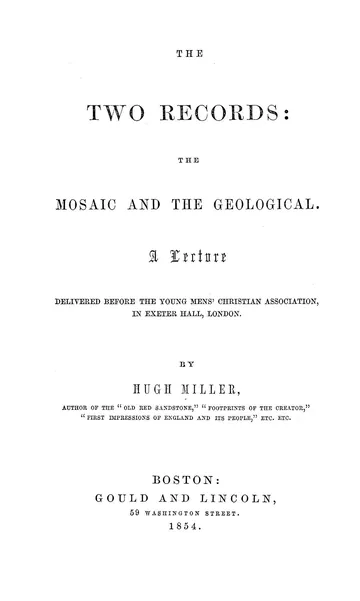 The Two Records by Hugh Miller, book cover