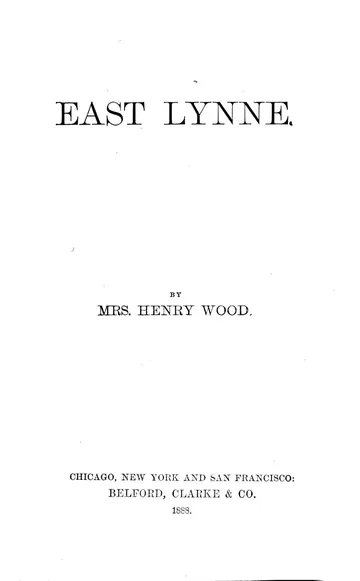 East Lynne by Henry Wood, book cover