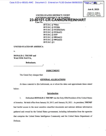 49 page indictment PDF by United States District Court, book cover