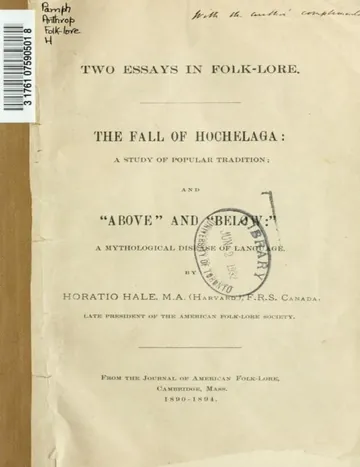 Two Essays in Folk-Lore by Horatio Hale, book cover