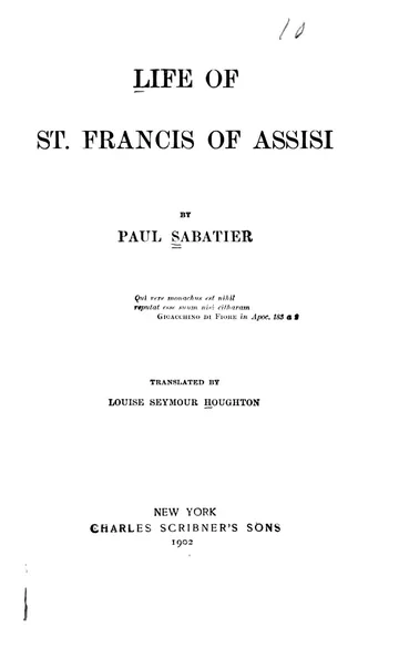 Life of St. Francis of Assisi by Paul Sabatier, book cover