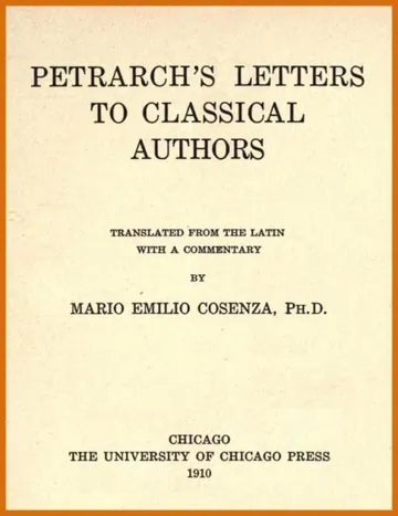 Petrarch's Letters To Classical Authors by Professor Francesco Petrarca, book cover