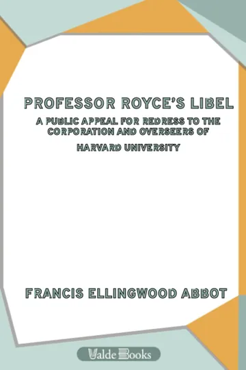 Professor Royce's Libel by Francis Ellingwood Abbot, book cover