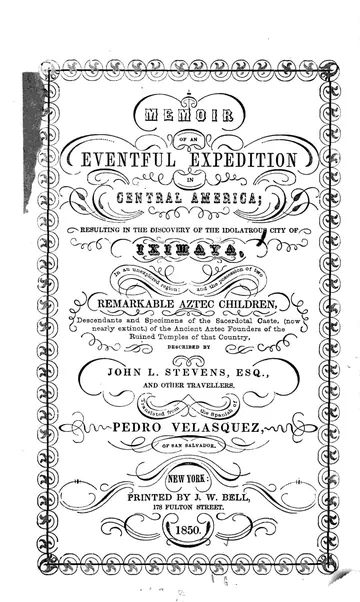 Memoir of an Eventful Expedition in Central America by Pedro Velasquez, book cover