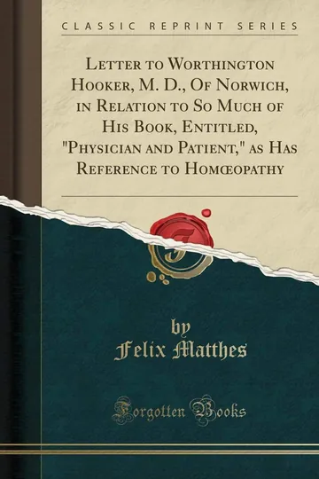 Letter to Worthington Hooker by Felix Matthes, book cover