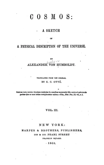 Cosmos: a Sketch of the Physical Description of the Universe by Alexander von Humboldt, book cover