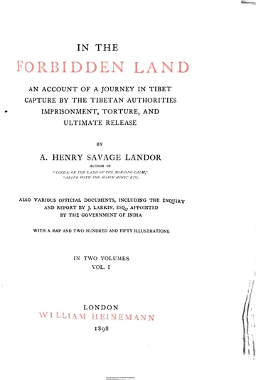 In the Forbidden Land by Arnold Henry Savage Landor, book cover