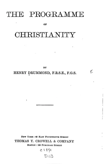 The Programme of Christianity by Henry Drummond, book cover