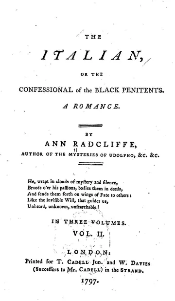 The Italian by Ann Ward Radcliffe, book cover