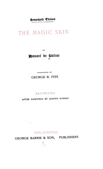 The Magic Skin by Honoré de Balzac, book cover