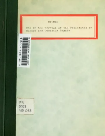 Ode on the Arrival of the Potentates in Oxford by Henry Hart Milman, book cover