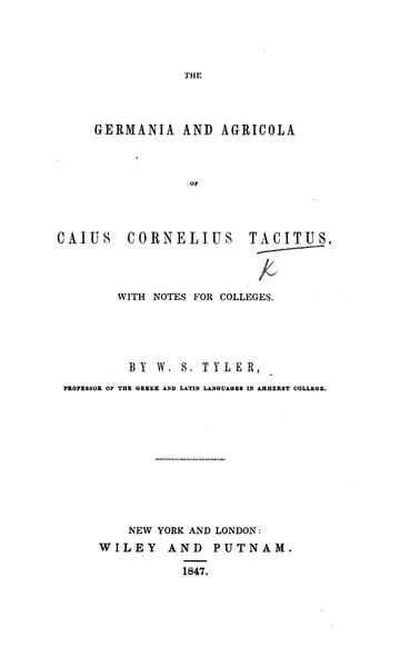 Germania by Cornelius Tacitus, book cover
