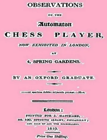 Observations on the Automaton Chess Player by Oxford Graduate, book cover