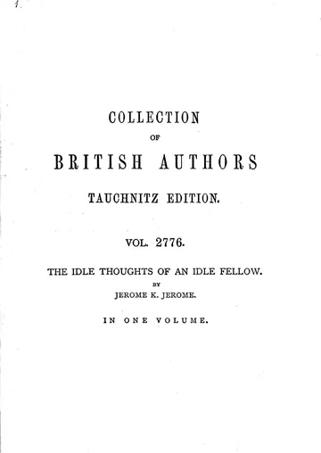 The Idle Thoughts of an Idle Fellow by Jerome K. Jerome, book cover