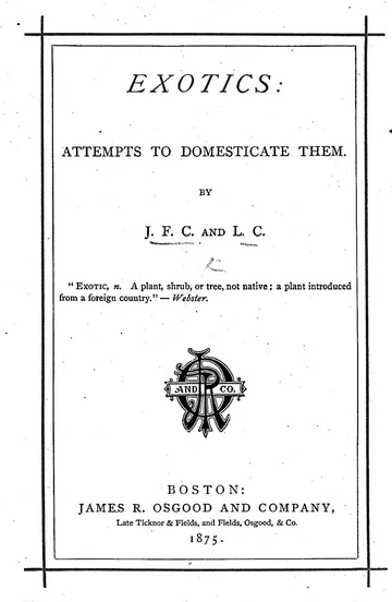Exotics: Attempts To Domesticate Them by James Freeman Clarke, book cover