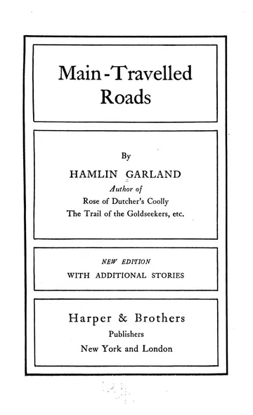Main-Travelled Roads by Hamlin Garland, book cover
