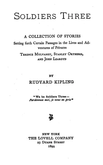 Soldiers Three by Rudyard Kipling, book cover