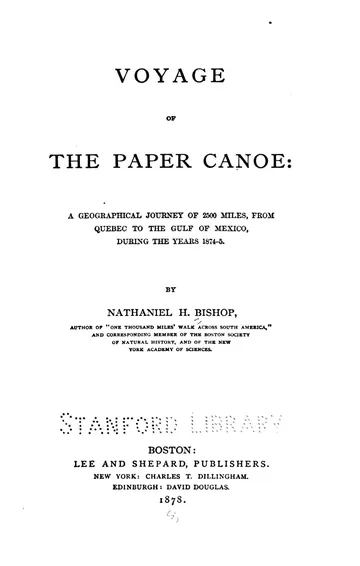 Voyage of the Paper Canoe by Nathaniel Holmes Bishop, book cover