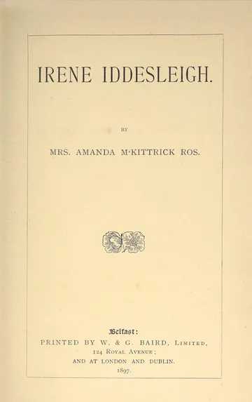 Irene Iddesleigh by Amanda McKittrick Ros, book cover