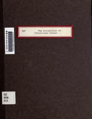 The Recognition of Pleistocene Faunas by Oliver Perry Hay, book cover