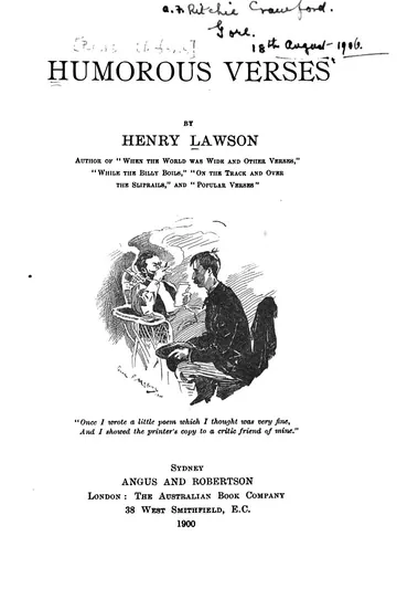 Humorous Verses by Henry Lawson, book cover