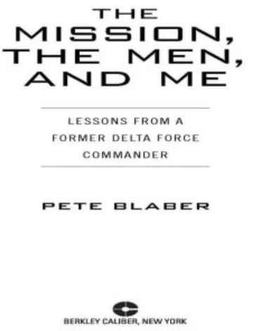 The Mission the Men and Me by Pete Blaber, book cover