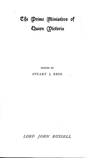 Lord John Russell by Stuart J. Reid, book cover