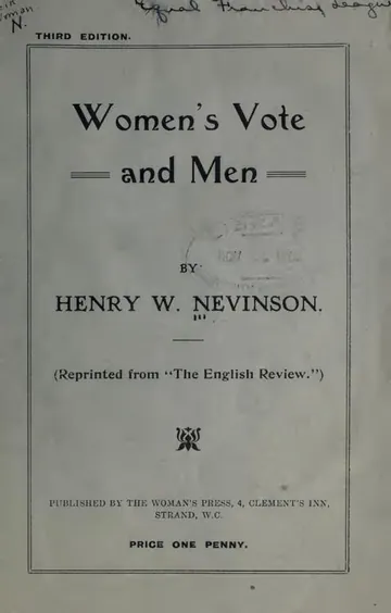 Women's Vote and Men by Henry Nevinson, book cover