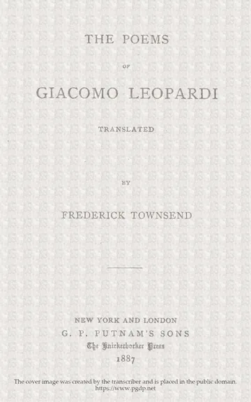 The Poems of Giacomo Leopardi by Giacomo Leopardi, book cover