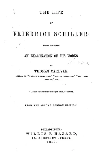 The Life of Friedrich Schiller by Thomas Carlyle, book cover