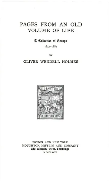 Pages From An Old Volume Of Life by Oliver Wendell Holmes Sr., book cover