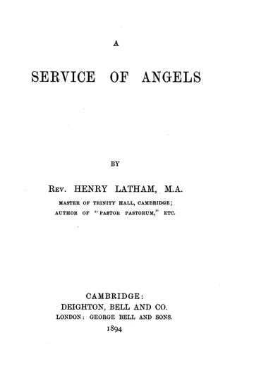 A Service of Angels by Henry Latham, book cover