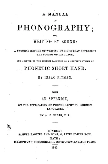 A Manual of Phonography or Writing by Sound by Isaac Pitman, book cover