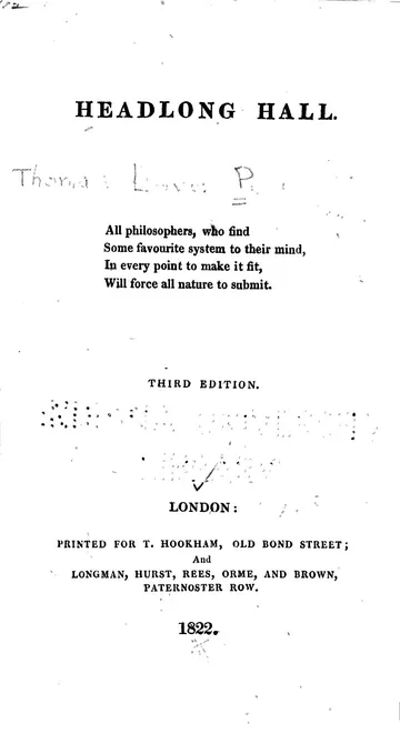 Headlong Hall by Thomas Love Peacock, book cover