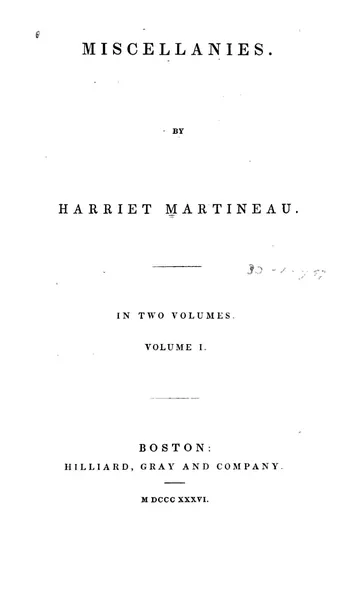 Miscellanies, Volume 1 by Harriet Martineau, book cover