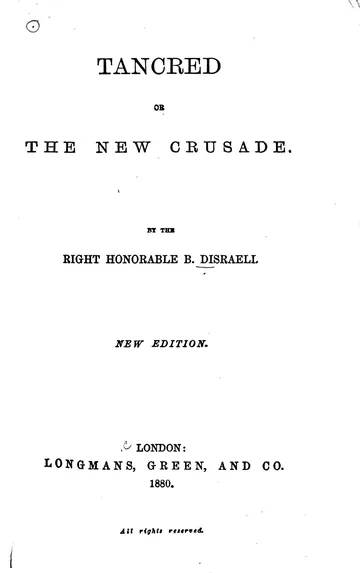 Tancred by Benjamin Disraeli, book cover