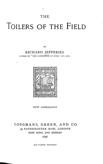 The Toilers of the Field by Richard Jefferies, book cover