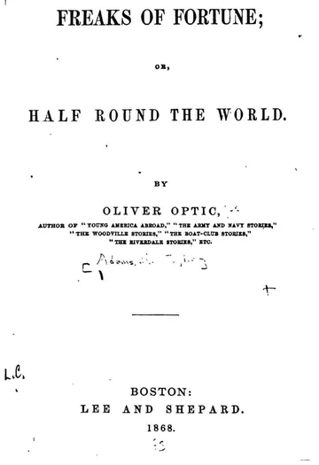 Freaks of Fortune by Oliver Optic, book cover
